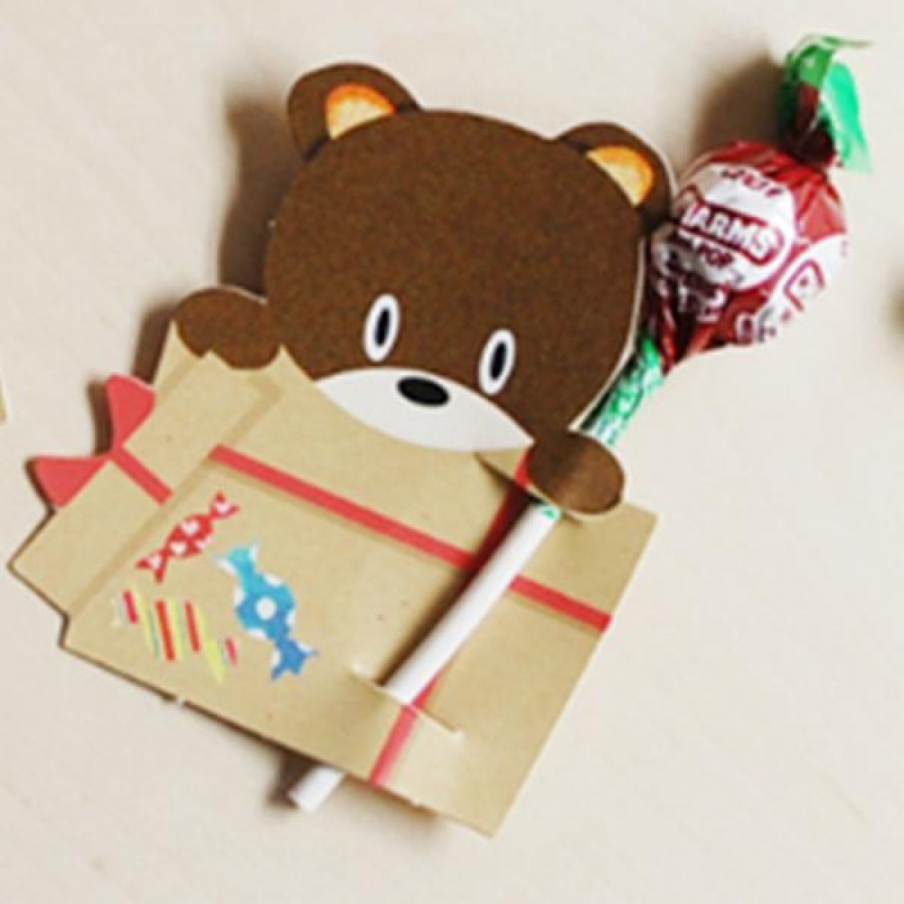AT12 선물상자곰 (양면)사탕페이퍼 5장