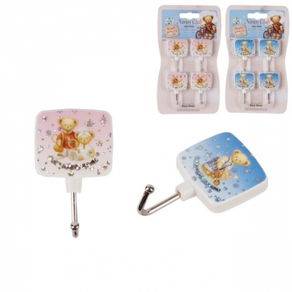 사각 후크 행거 4p 색상랜덤 약3x5cm