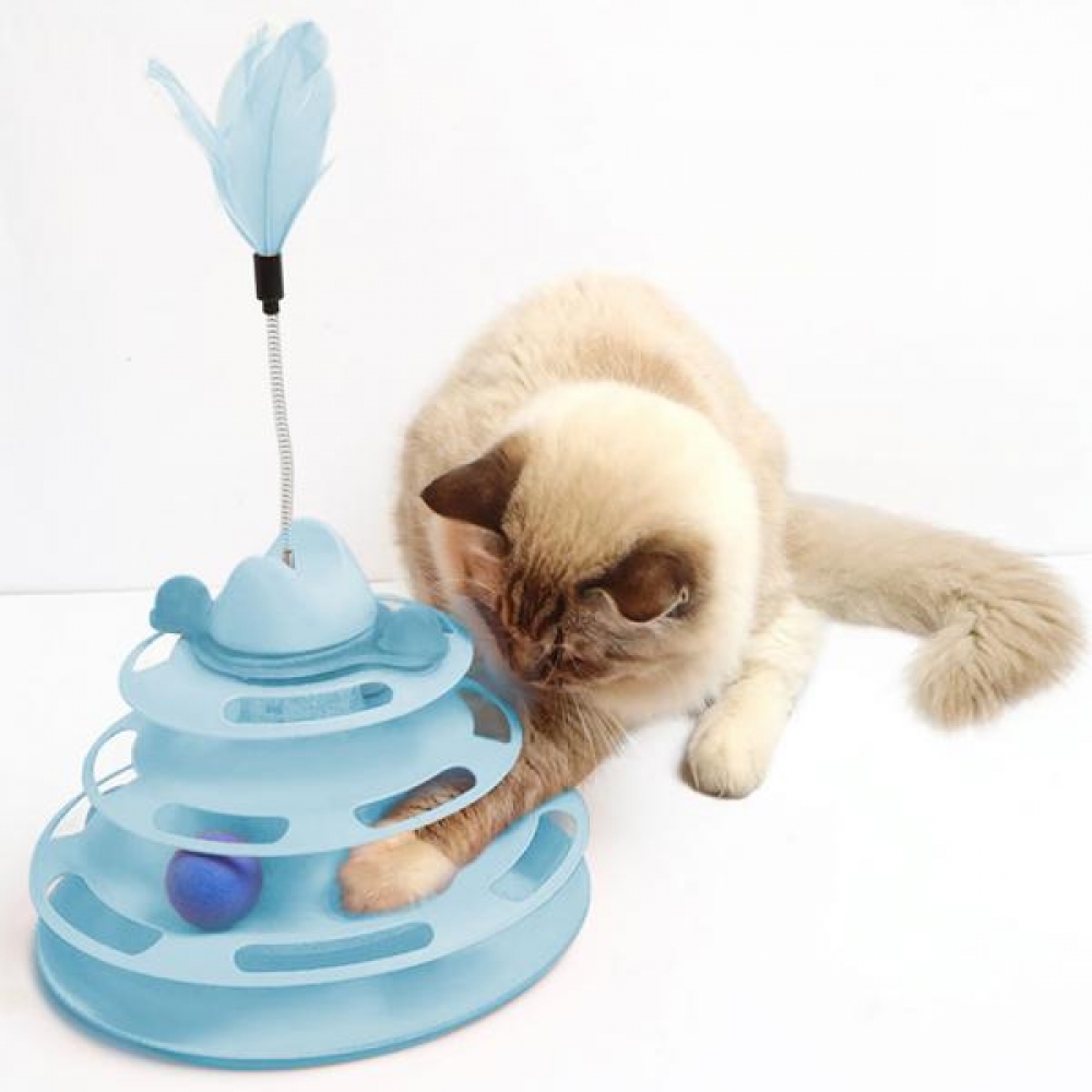 PET 고양이 움직이는 장난감 깃털 원형 트랙볼 타워트랙 4단