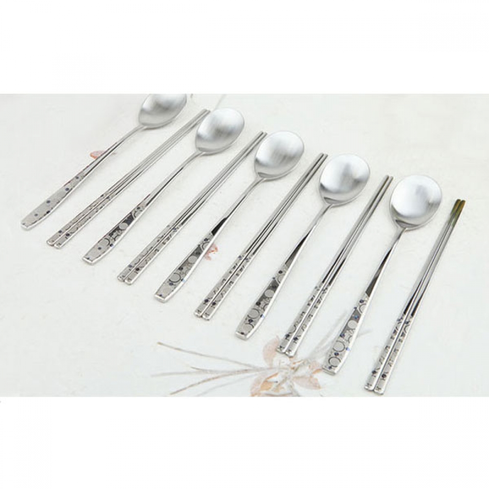 국내생산 선물용 수저 세트 청 은하수 5P SET
