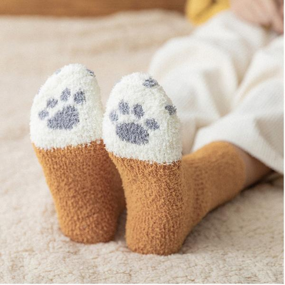 겨울수면양말 두꺼운 고양이 양말 따뜻한 기모 덧신