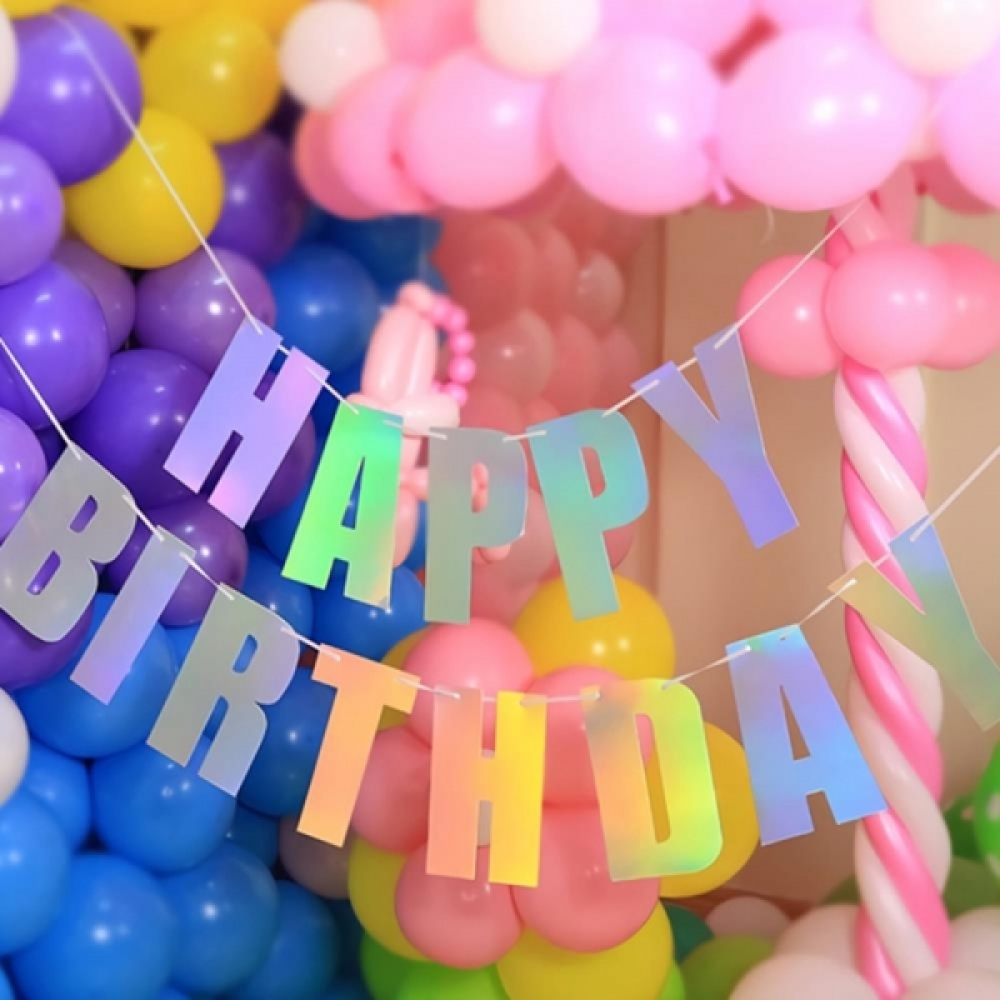 생일장식데코 홀로그램 파티가랜드 파티소품 장식용품