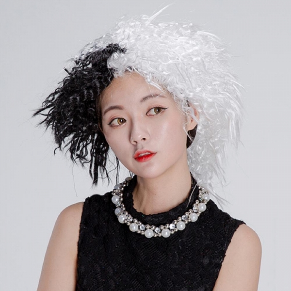 블랙화이트 파티행사소품 야누스 가발 할로윈데이