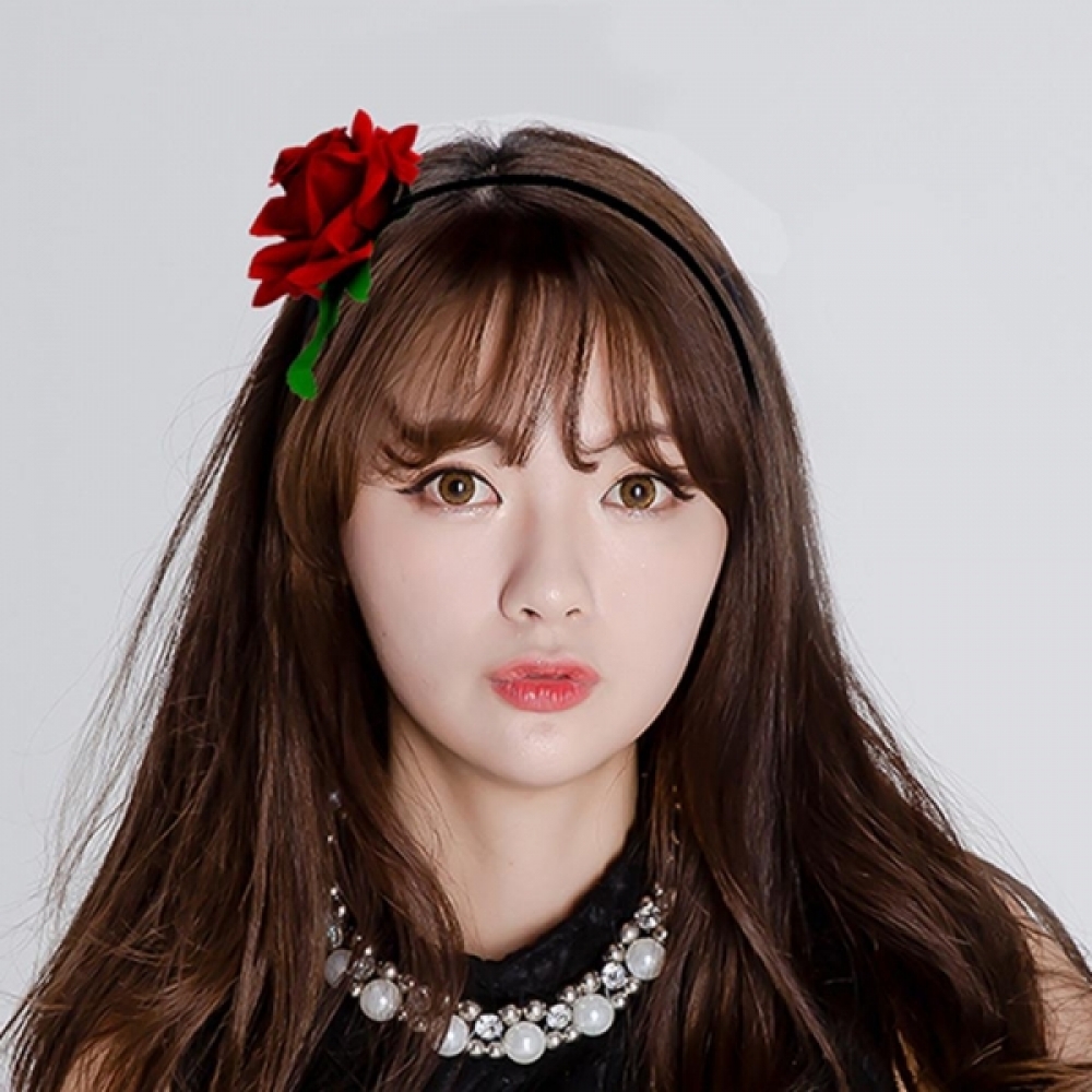 리얼장미 파티장식소품 꽃 머리띠 헤어띠 해어밴드