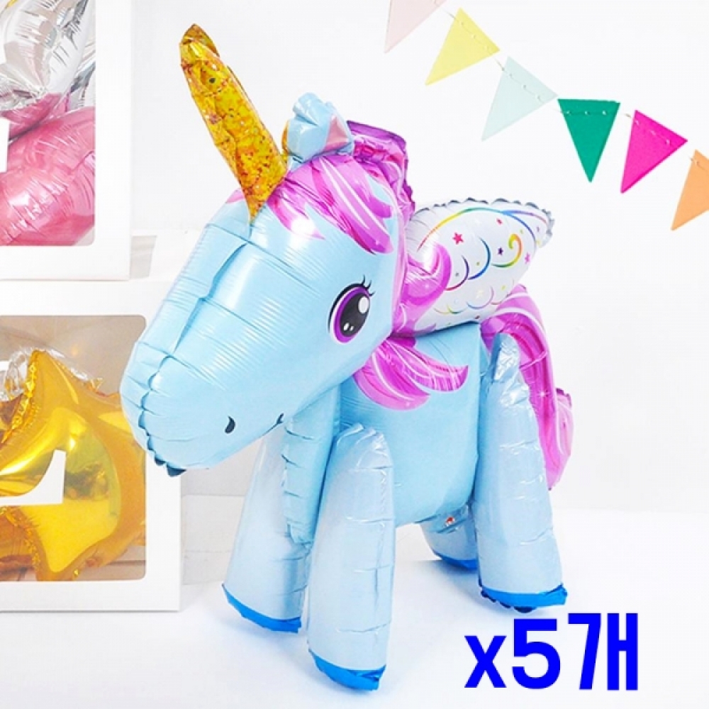 파스텔블루 입체유니콘 파티장식 은박풍선 x5개