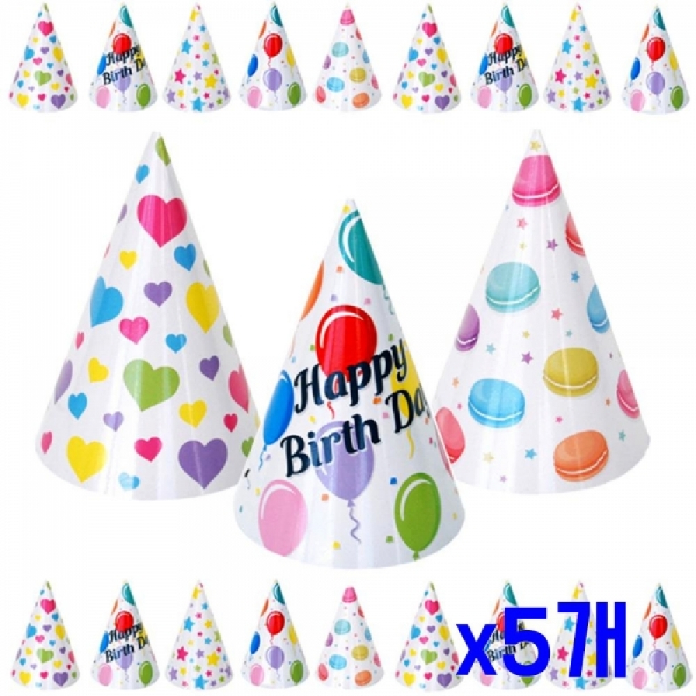 파티장식 다용도 무늬 고깔모자 6개입 x5개 생일고깔
