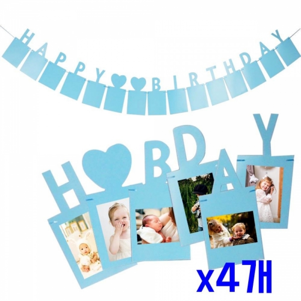 생일파티 데코장식 블루포토 가랜드 x4개 파티장식