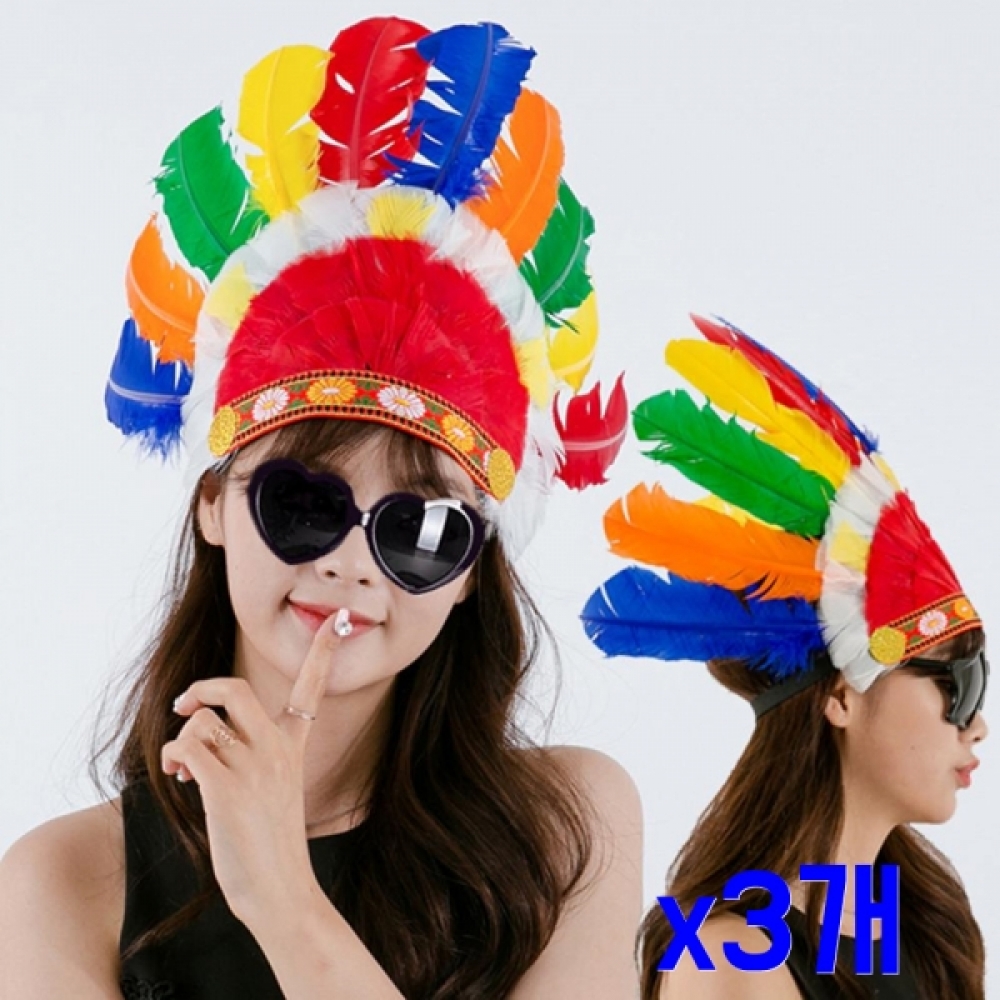 파티축제소품 인디언 일반추장모자 x3개 파티의상