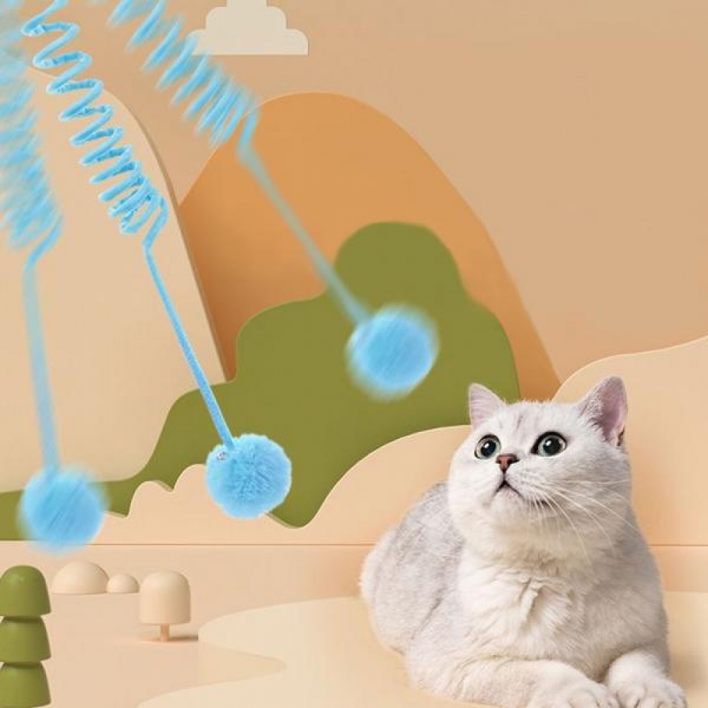 PET 고양이 폼폼볼 장난감 스프링 낚시대 장난감