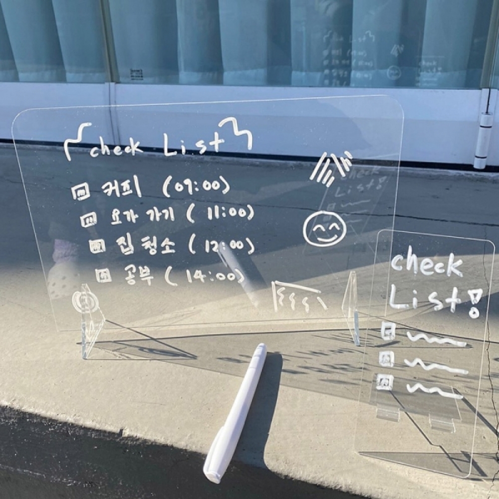 A소형 투명 아크릴 메모 보드 책상 스탠드 7030A