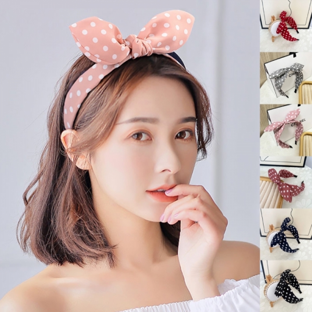 귀여운 여성 스타일 도트 리본 땡댕이 매듭 머리띠