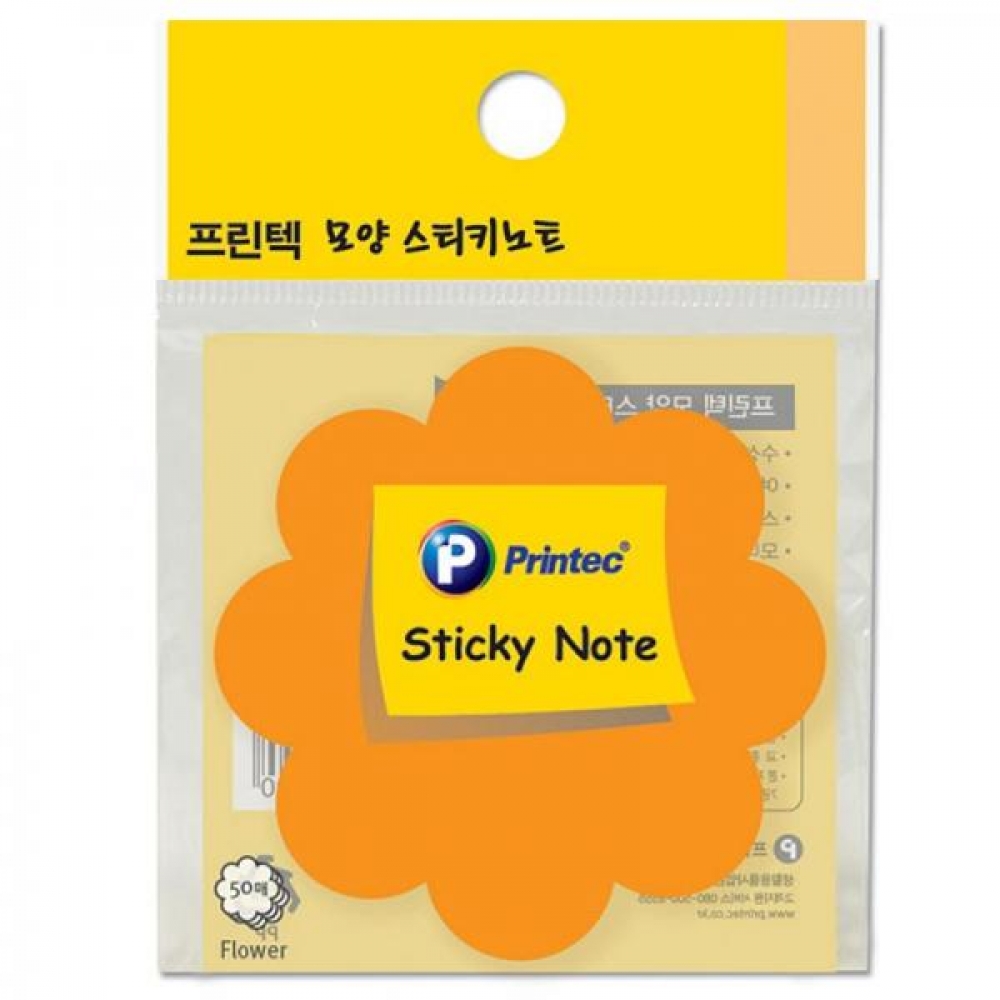 프린텍 D1017 스티키노트 꽃 주황 50매X3개
