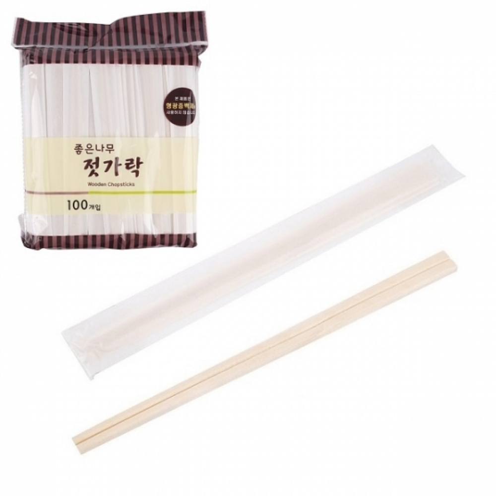 개별포장 일회용 나무젓가락-약21cm 100개입