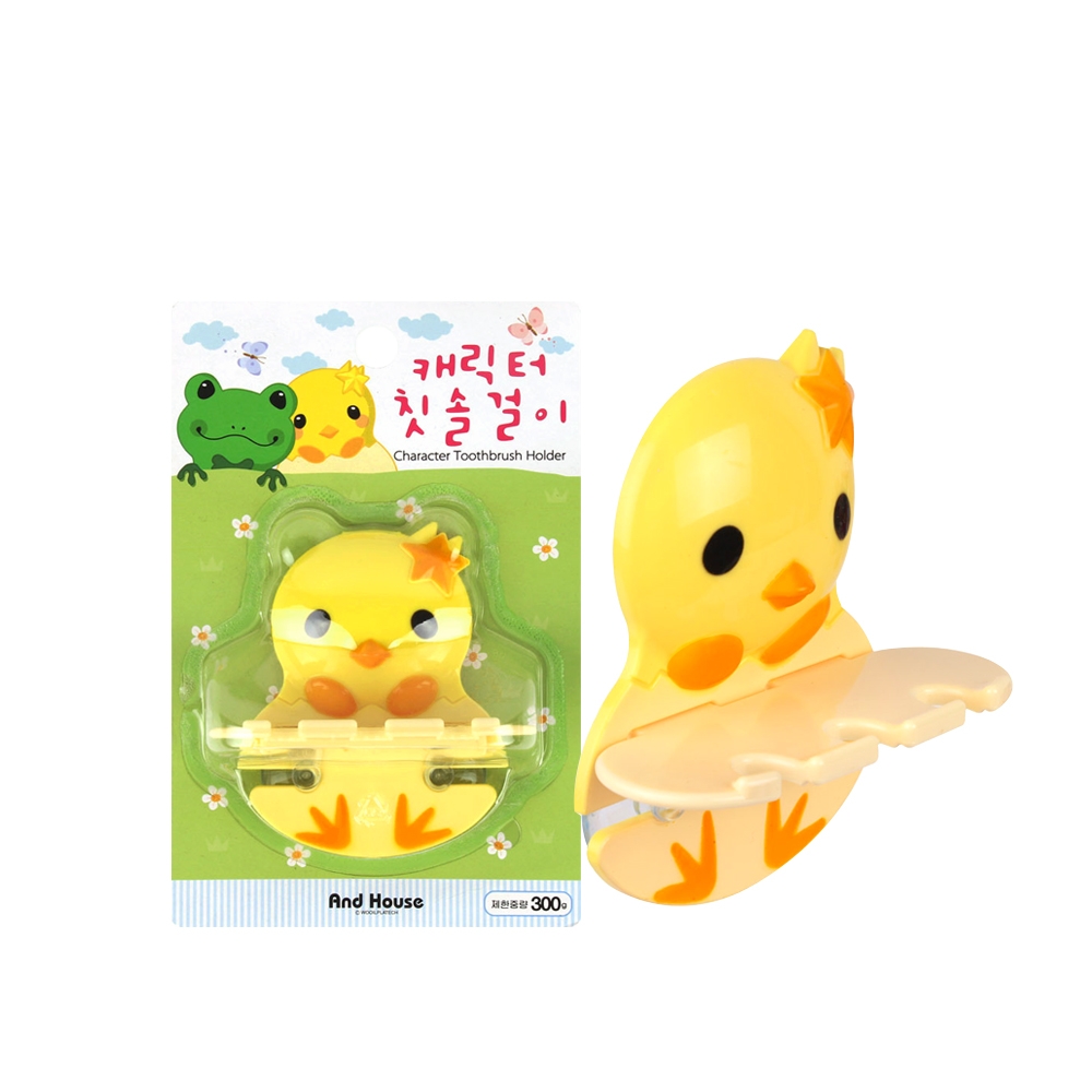 AndHouse 병아리 캐릭터 칫솔걸이 3구 흡착 거치대 칫솔홀더 욕실용품