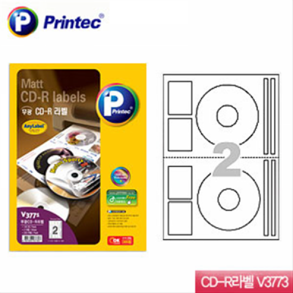 프린텍 애니라벨-CD-R라벨 V3773 10매 C2-2 C