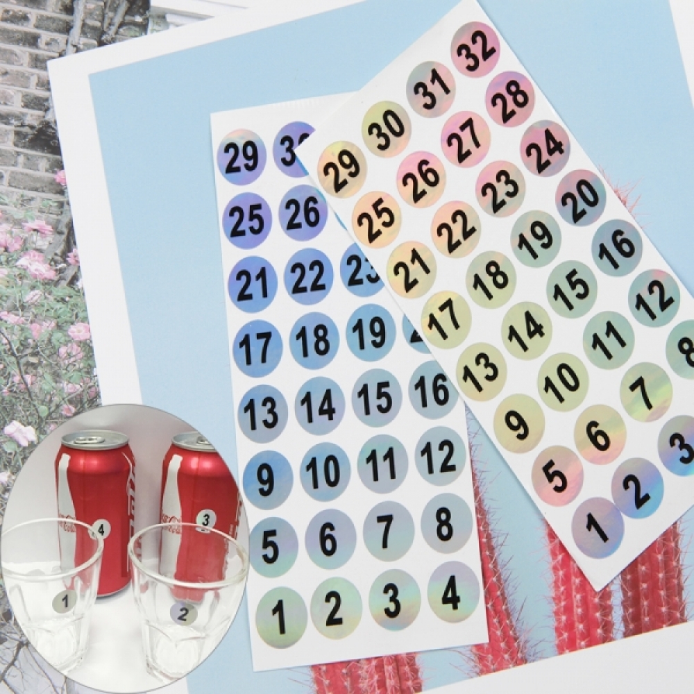 홀로그램 문구 분류 원형 숫자 스티커 1-32 1P