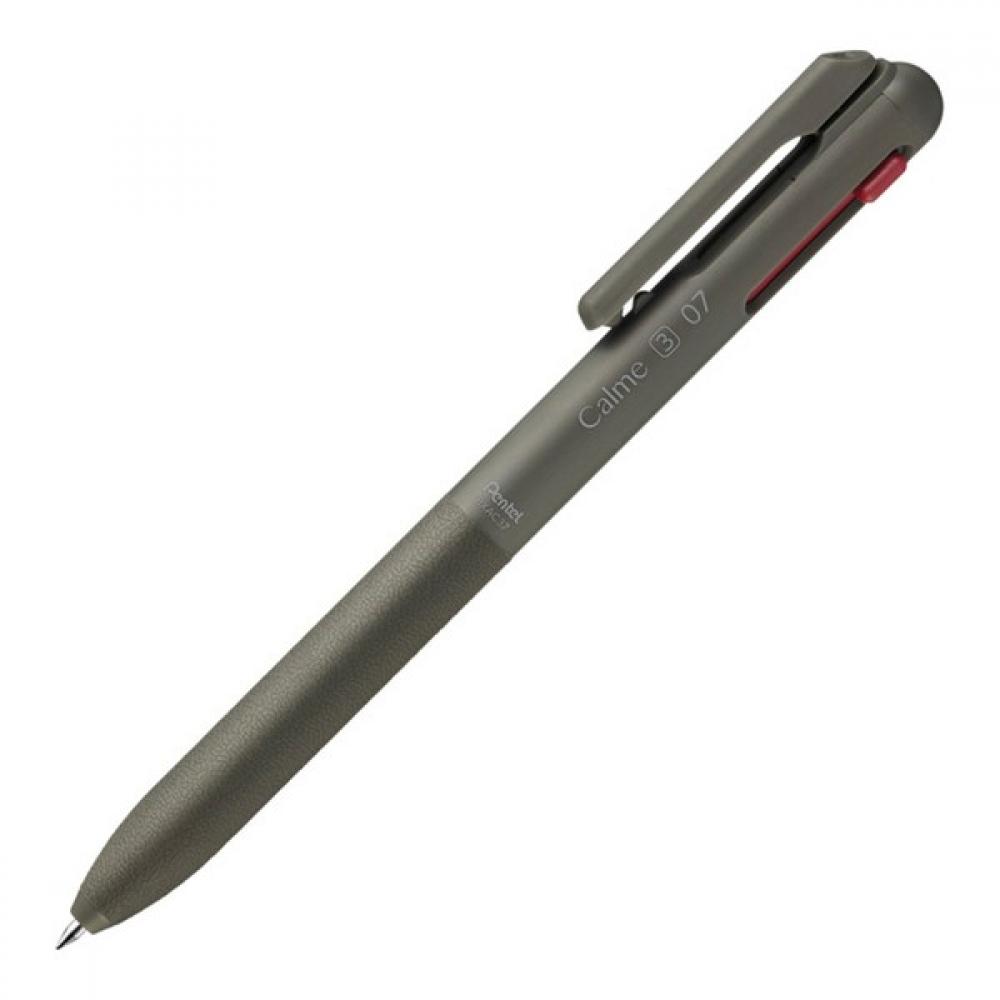 펜텔 카르므 3색 볼펜 0.7mm 카키 잉크 흑,청,적