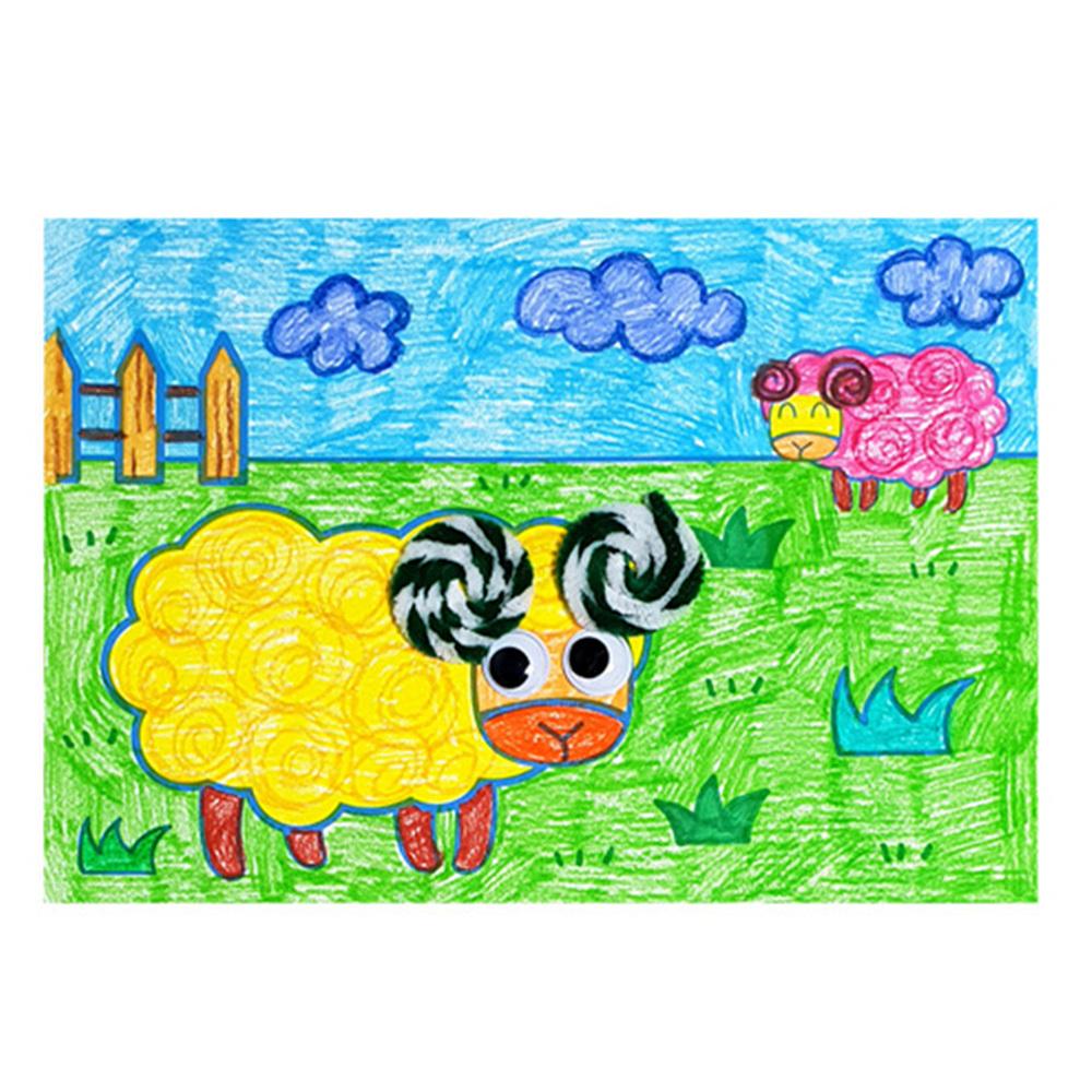만들기그림 양 목장 꼴라주 표현하기
