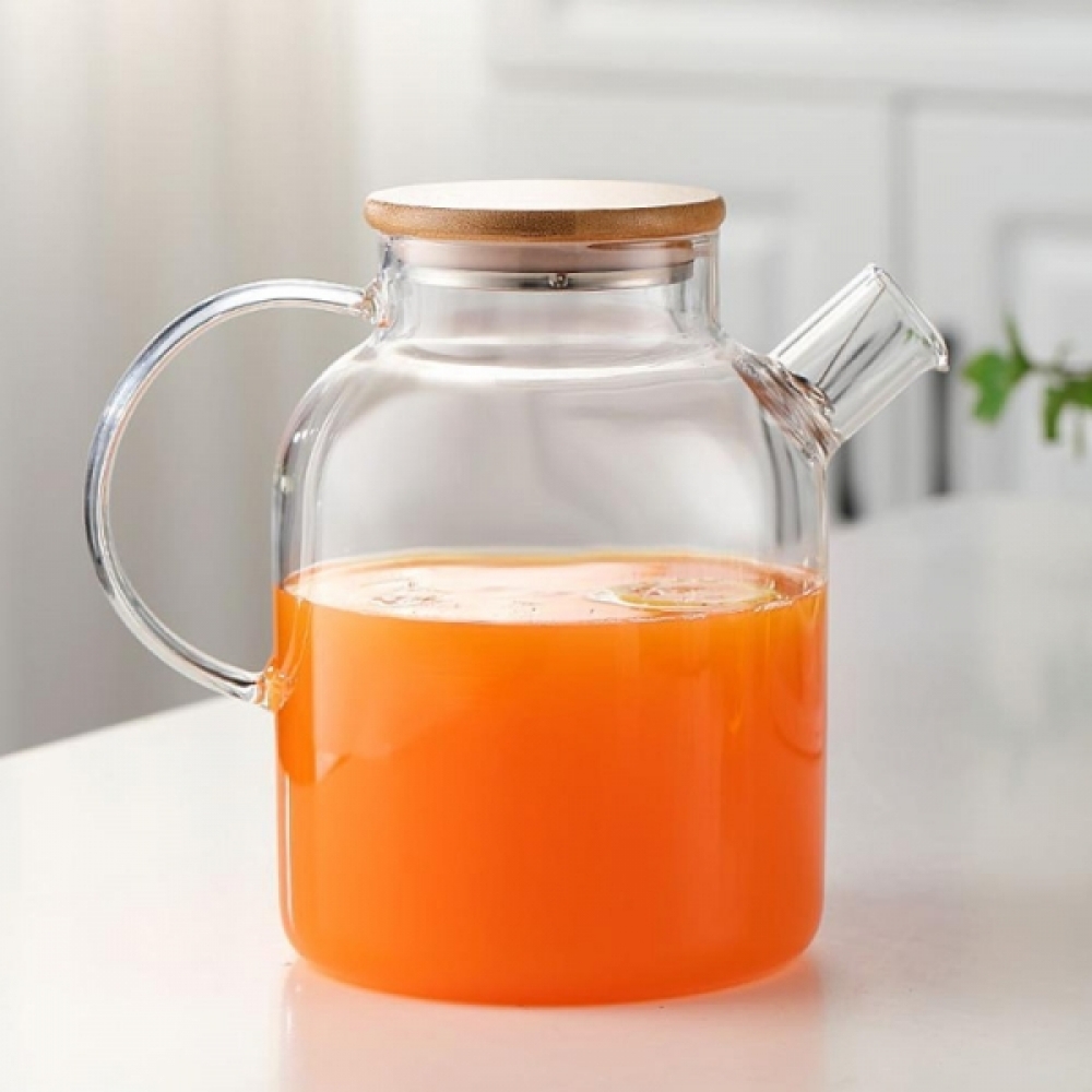 내열유리 대나무 캡형 1.6L 차주전자 차물병 차거름망