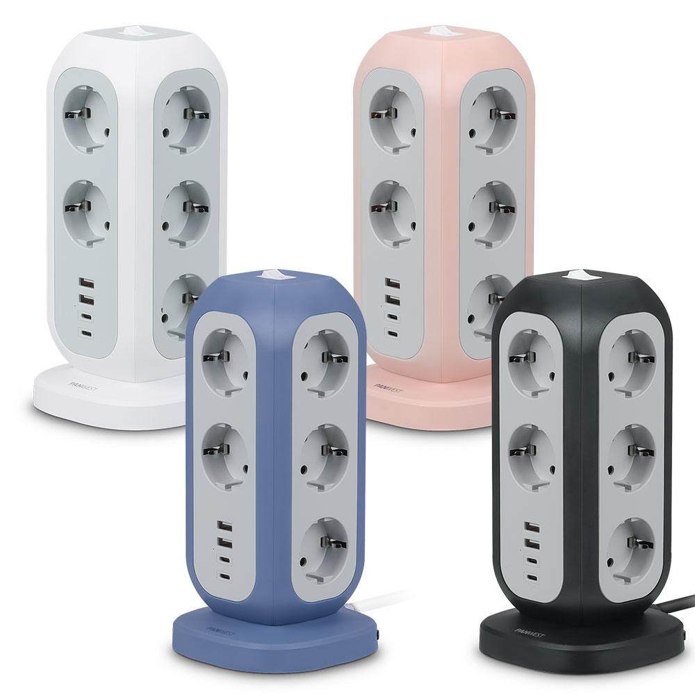 팬웨스트 큐브 USB 타워형 고용량 파워 멀티탭 디자인 인테리어 멀티 콘센트 릴선
