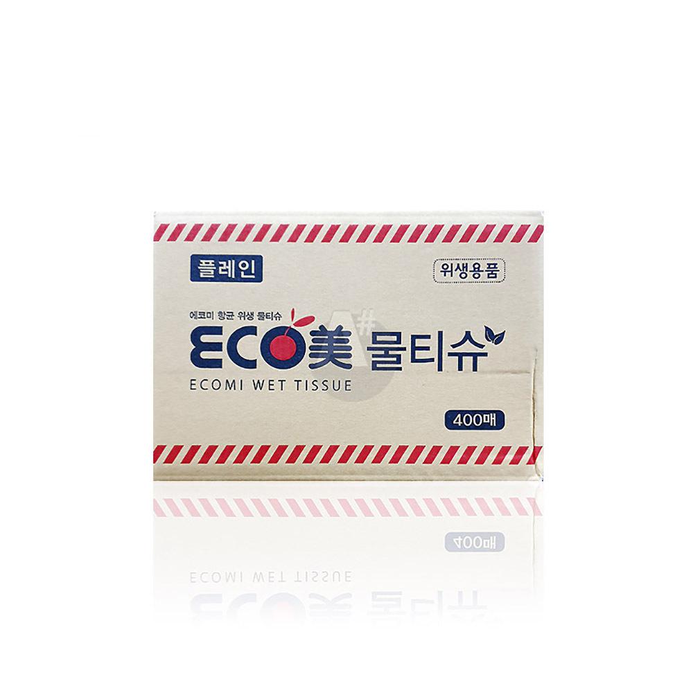에코미 물티슈 플레인 400매 식당용물티슈 업소용 가게 일회용물티슈 위생물티슈 대용량 카페물티슈 손님용