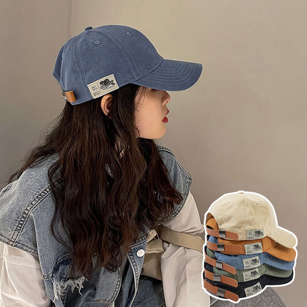 남자 여자 커플 면소재 옆 패치 포인트 볼캡 모자