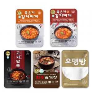 간편식 돼지고기 김치찌개 햄김치찌개 한우 육개장 고기 짬뽕 오뎅탕 밀키트 5개