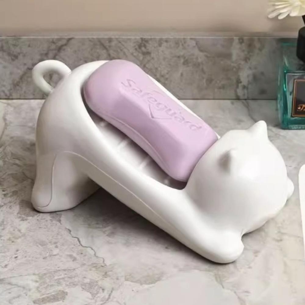 고양이 스트레칭 비누케이스 욕실 비누받침대