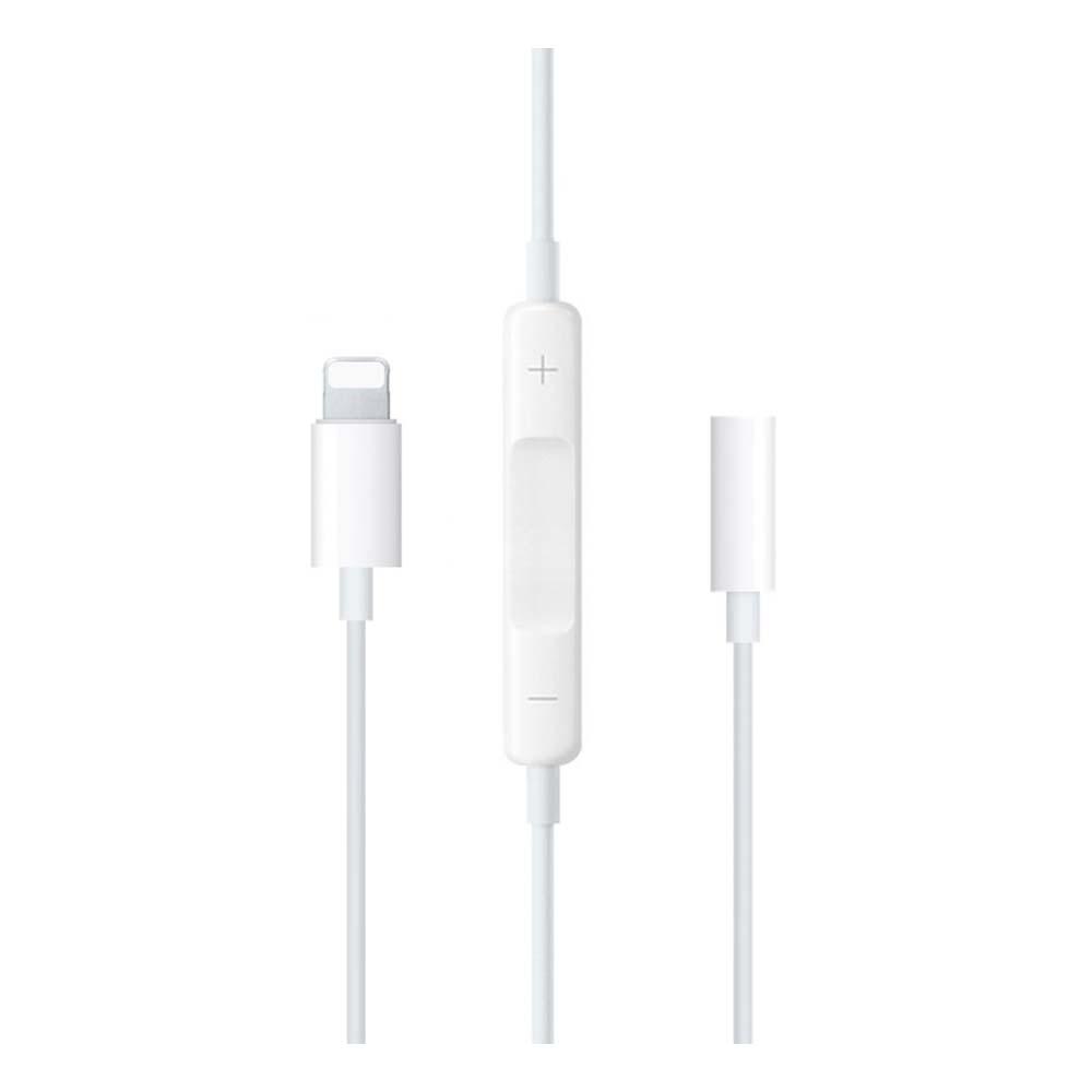 iOS핀 to 3.5 잭 스테레오 이어폰 젠더 140mm 리모컨 볼륨 재생 일시정지 조절