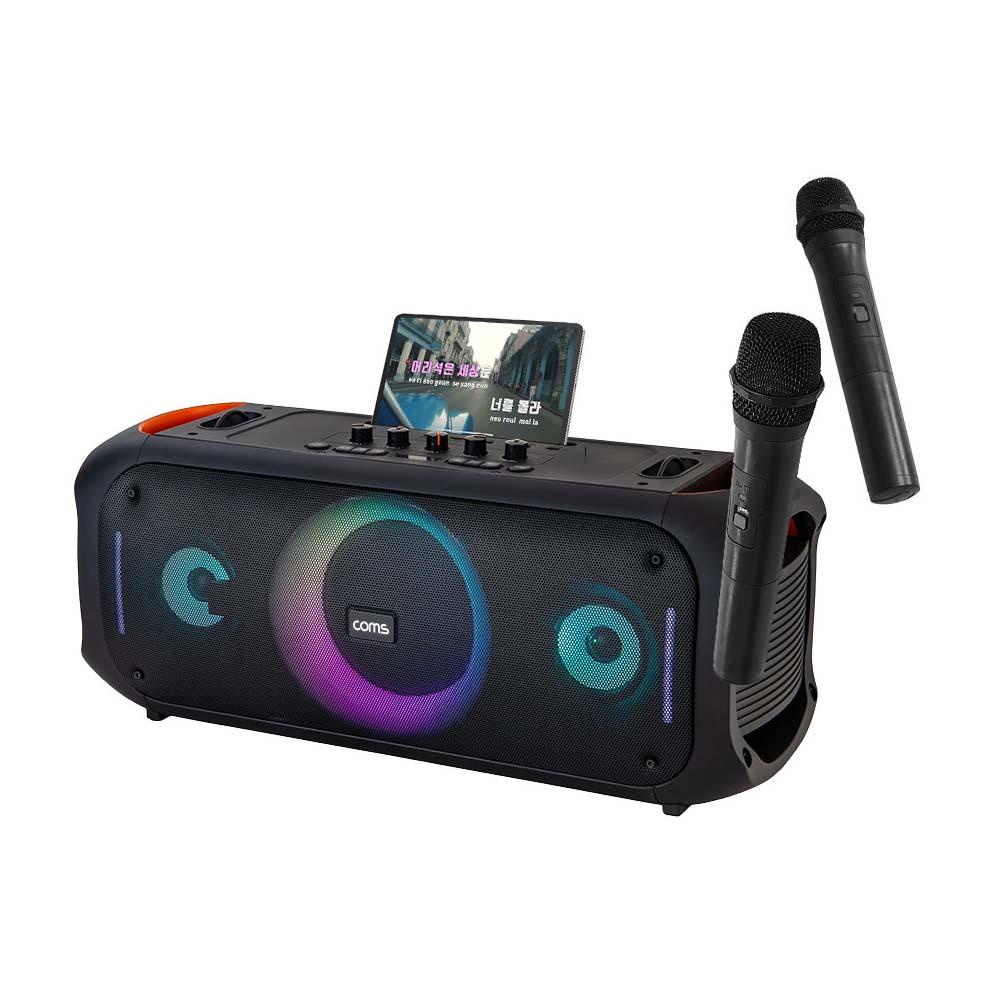 블루투스 LED 스테레오 스피커 앰프 사운드 라이트 쇼 2개 70W 무선 마이크 듀엣 노래방 버스킹