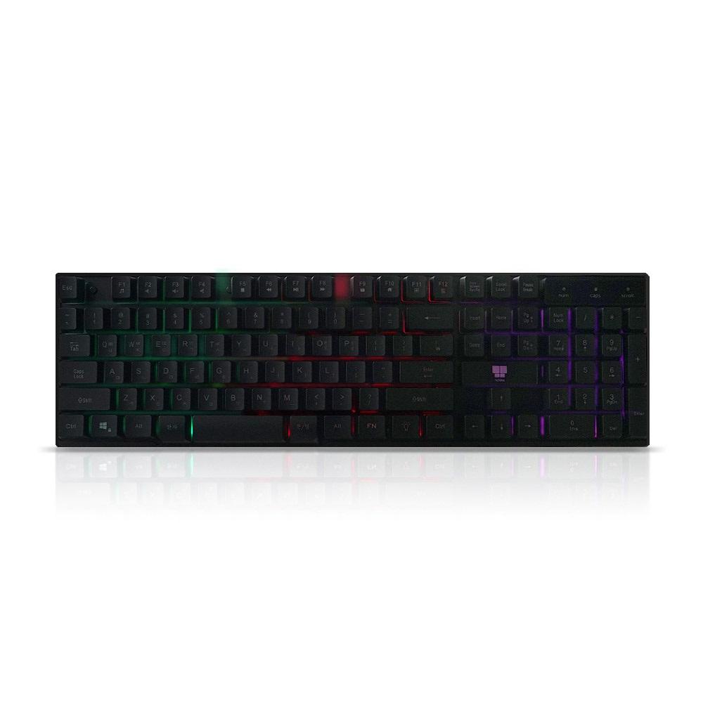 나비 레인보우 USB 유선 키보드 블랙 RGB LED 백라이트 멤브레인 저소음 106키 사무실 가정