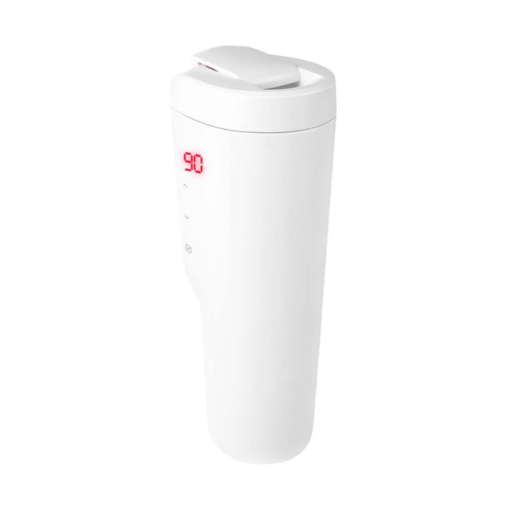 차량용 텀블러 전기포트 화이트 12V-24V 인체공학형 디자인 30-90도 가열 보온기능 커피 홍차 컵라면