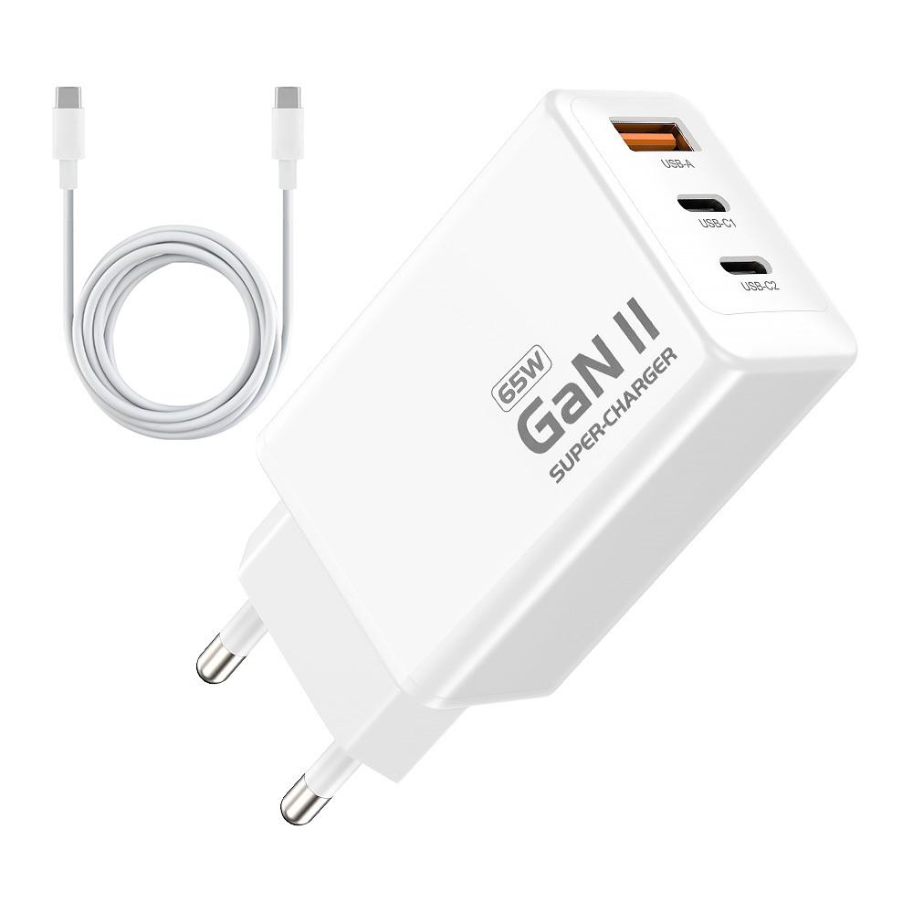 GaN2 3포트 고속충전기 듀얼어댑터 C타입 A타입 65W PD PPS 1M 충전케이블 스마트폰 노트북 태블릿