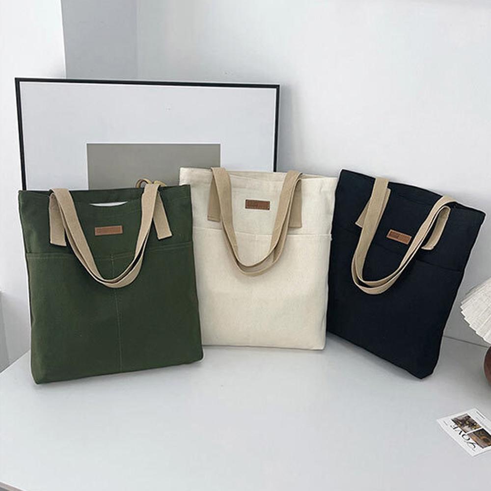 포켓 에코백 34 x 37cm 에코가방 지퍼 캔버스가방