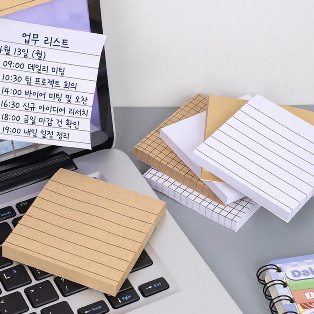 점착 격자 스티커 떡메 접착 가로줄 메모지 4종