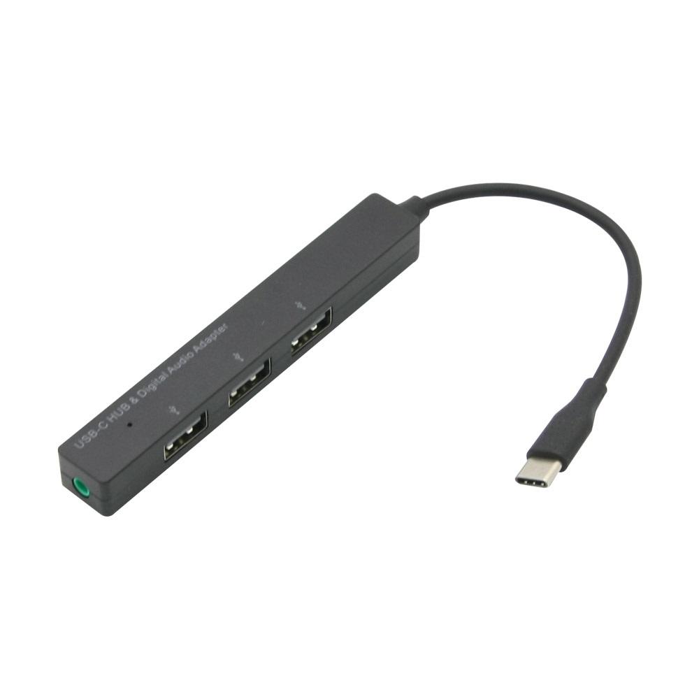 C타입 3포트 슬림 멀티허브 3.5mm 스테레오 AUX USB2.0 동시연결 스마트폰 노트북 스피커 이어폰