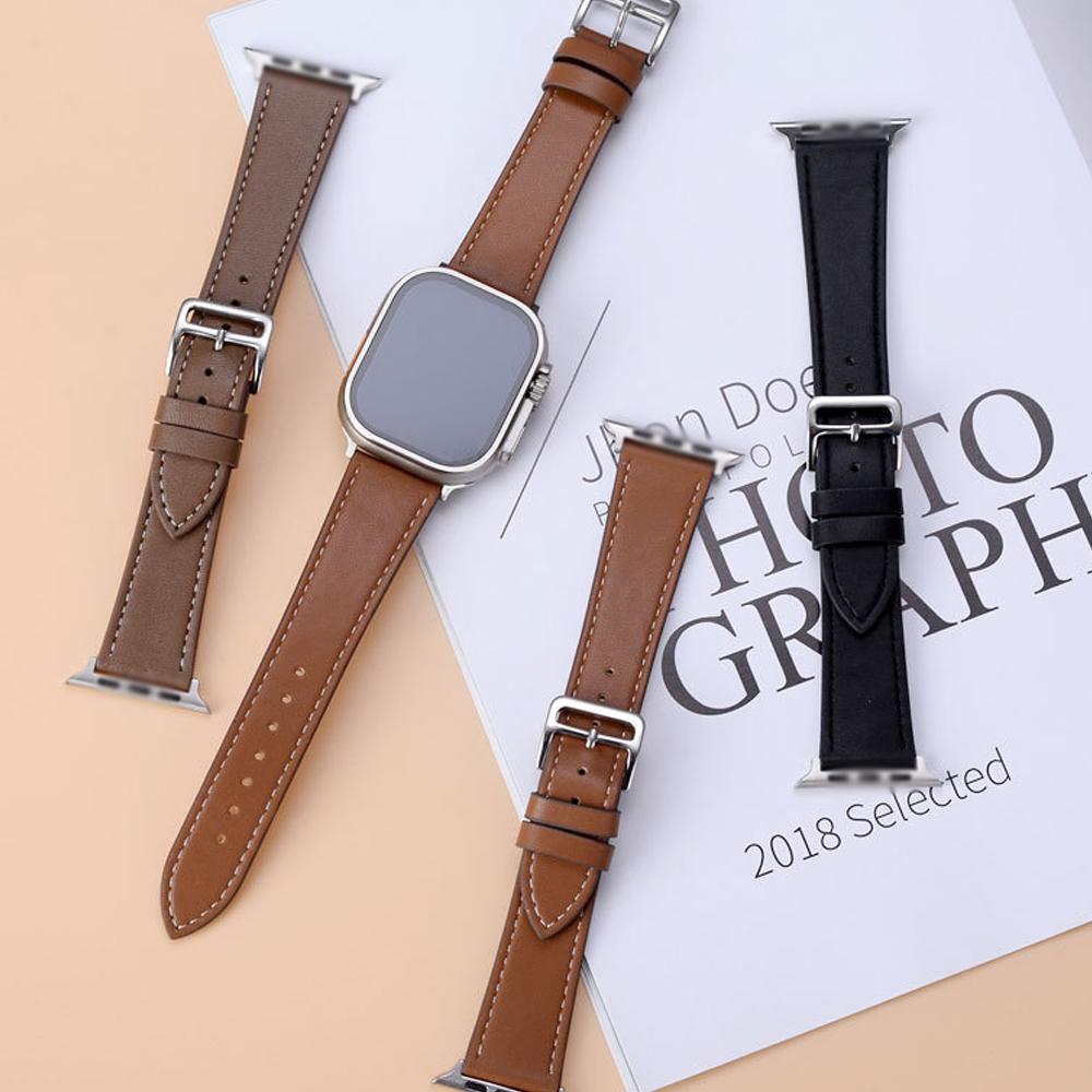 애플워치11 호환 스티치 가죽밴드 스트랩 시계줄 42mm 46mm
