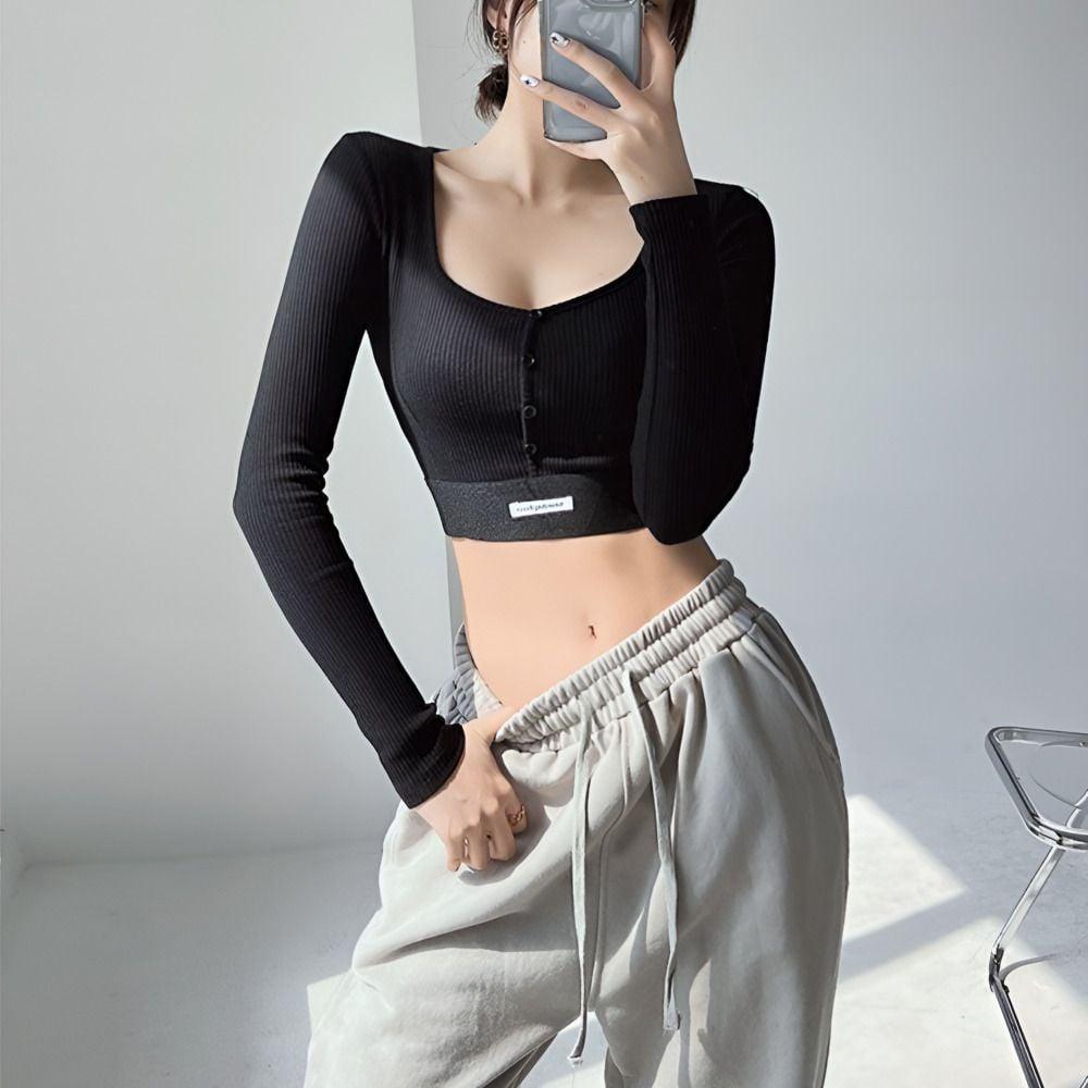 검정티셔츠 여성긴팔티 여성긴팔티셔츠 크롭티