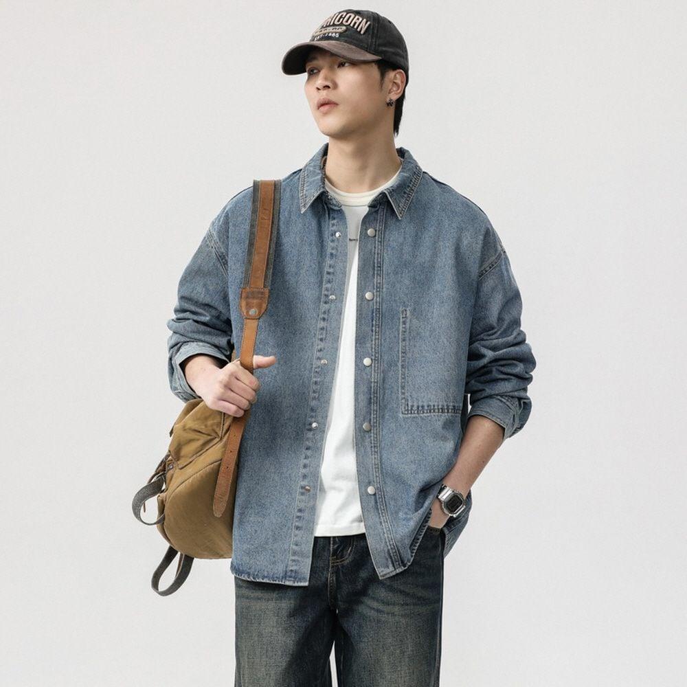 남성 데님셔츠 데님남방 하늘색셔츠
