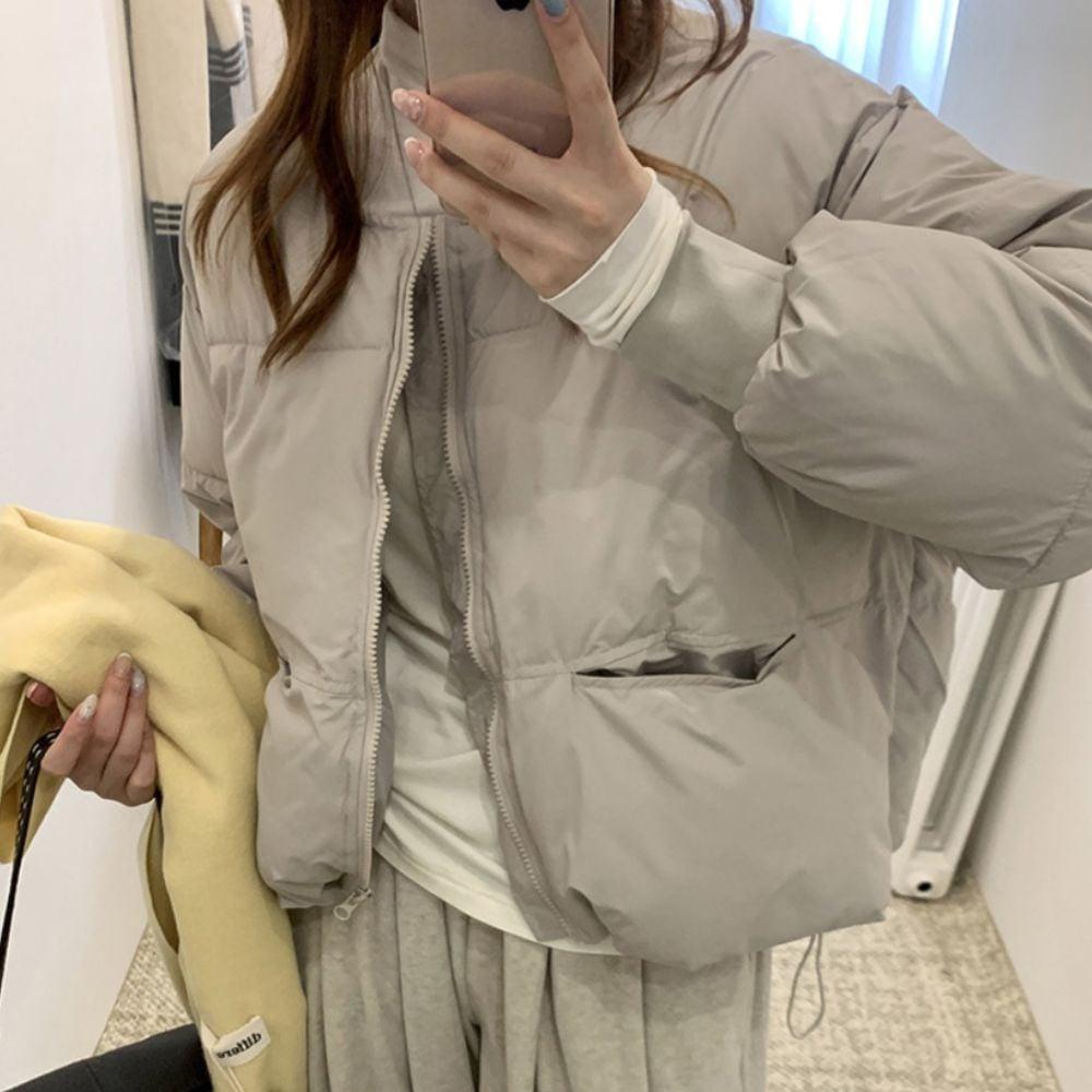 여성경량패딩 숏패딩 하이넥 크롭