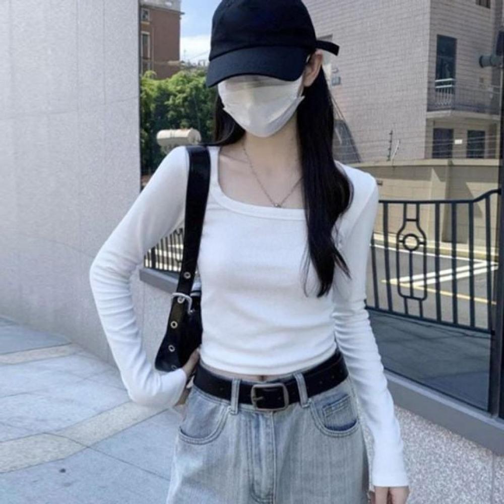 흰색 긴팔티셔츠 여성 긴팔티셔츠 흰티 롱슬리브 이너티