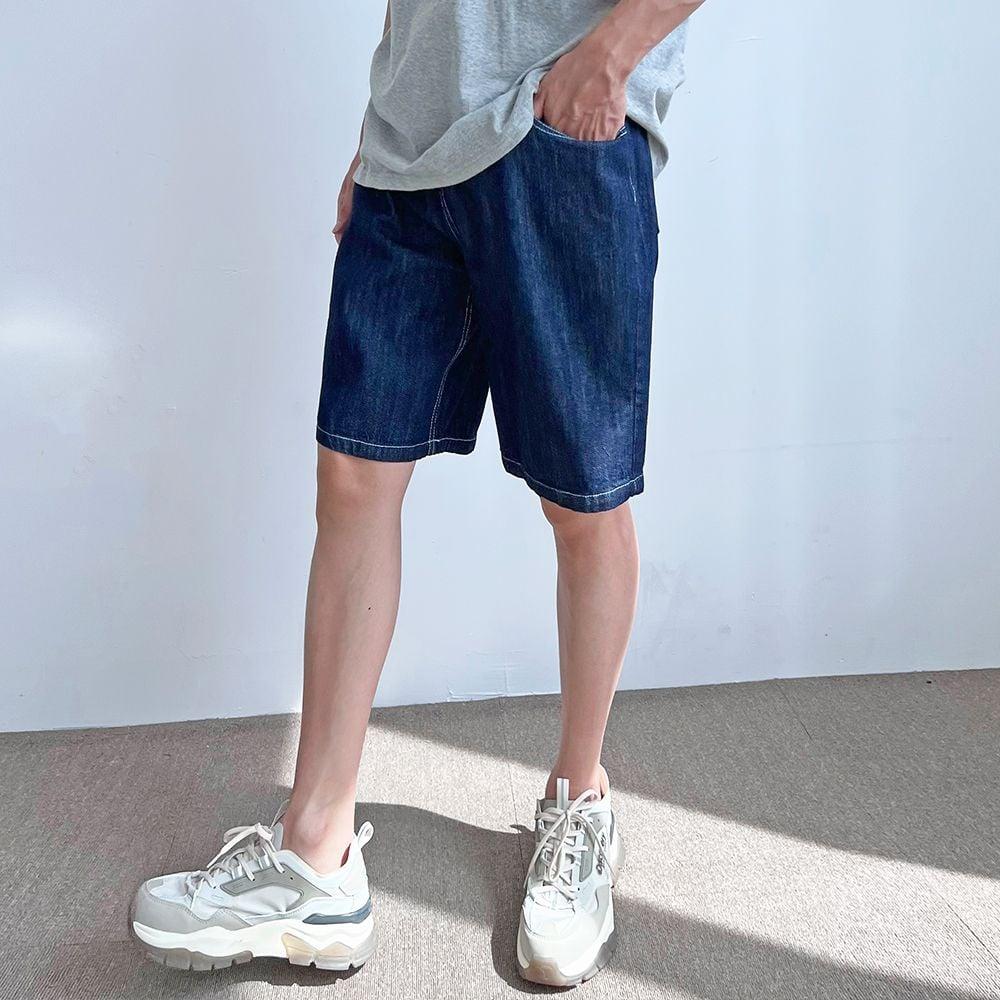 진청 와이드 데님 반바지 남성 여성공용 여름청바지