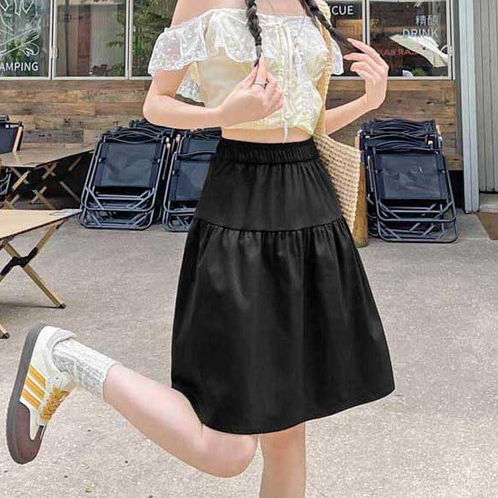 블랙 롱스커트 밴딩치마 검정스커트 데일리패션 바스락 긴치마