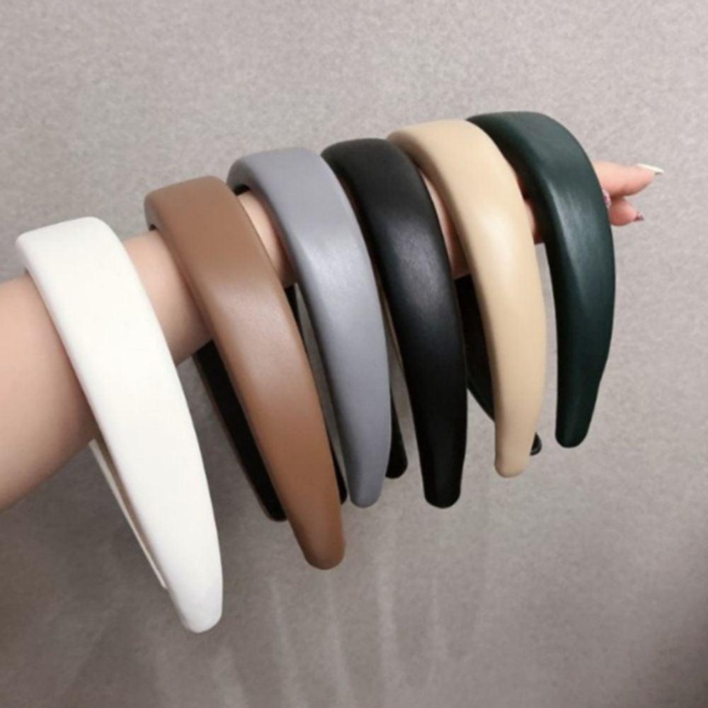 블랙 인조 레더 와이드 헤어밴드 머리띠 헤어밴드 운동 러닝