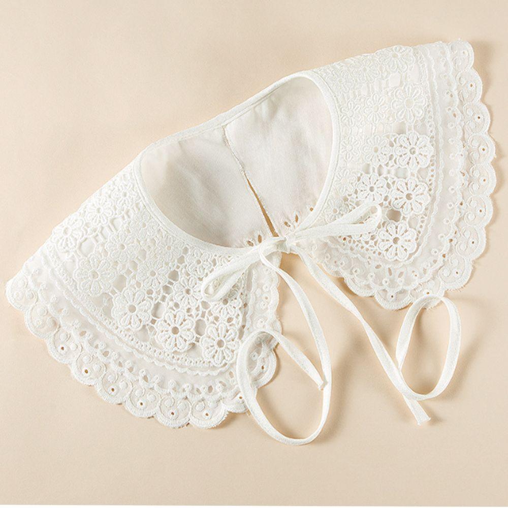 펀칭 넥케이프 페이크카라 레이어드 넥카라 자수 리본 목장식