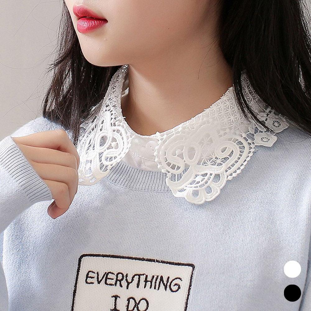 화이트 넥케이프 페이크 레이스 카라 넥카라 여자 소품 패션