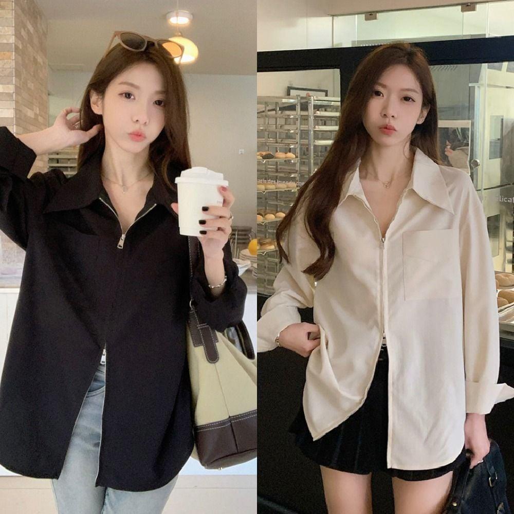 여성 긴팔 루즈핏 블랙 셔츠 카라셔츠 오버핏