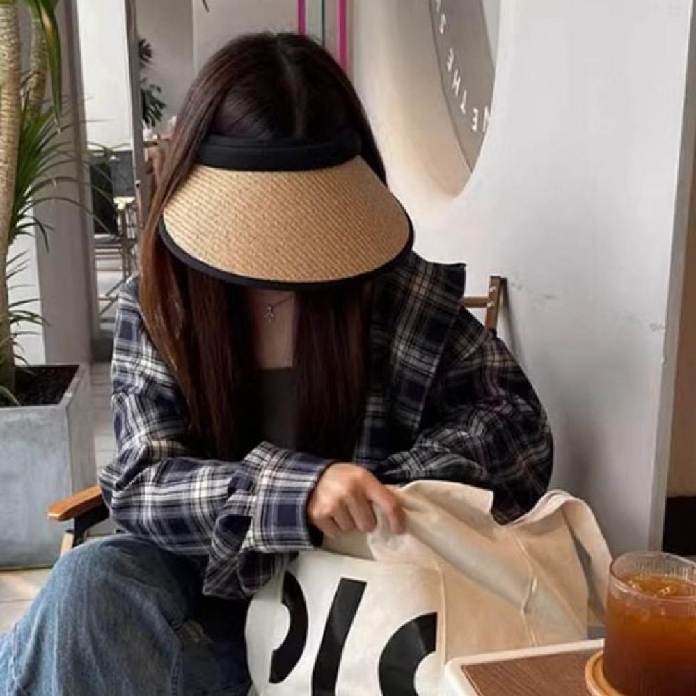밀짚모자 여름 시원한 일상 썬캡 학생 햇빛 개방형 여름모자 야외