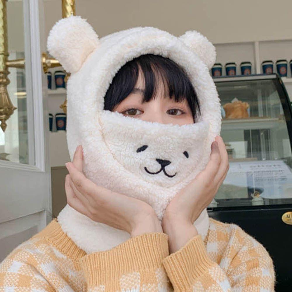 곰돌이 귀달이모자 겨울 방한모자 귀마개 여성 군밤 보온 바라클라바 귀도리