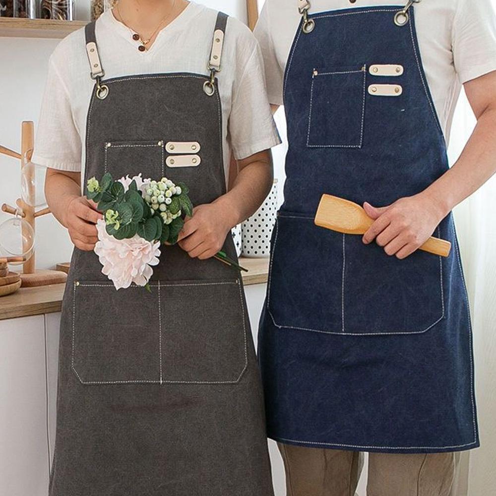 데님 앞치마 멜빵 바리스타 주방 미용실 공방 미술